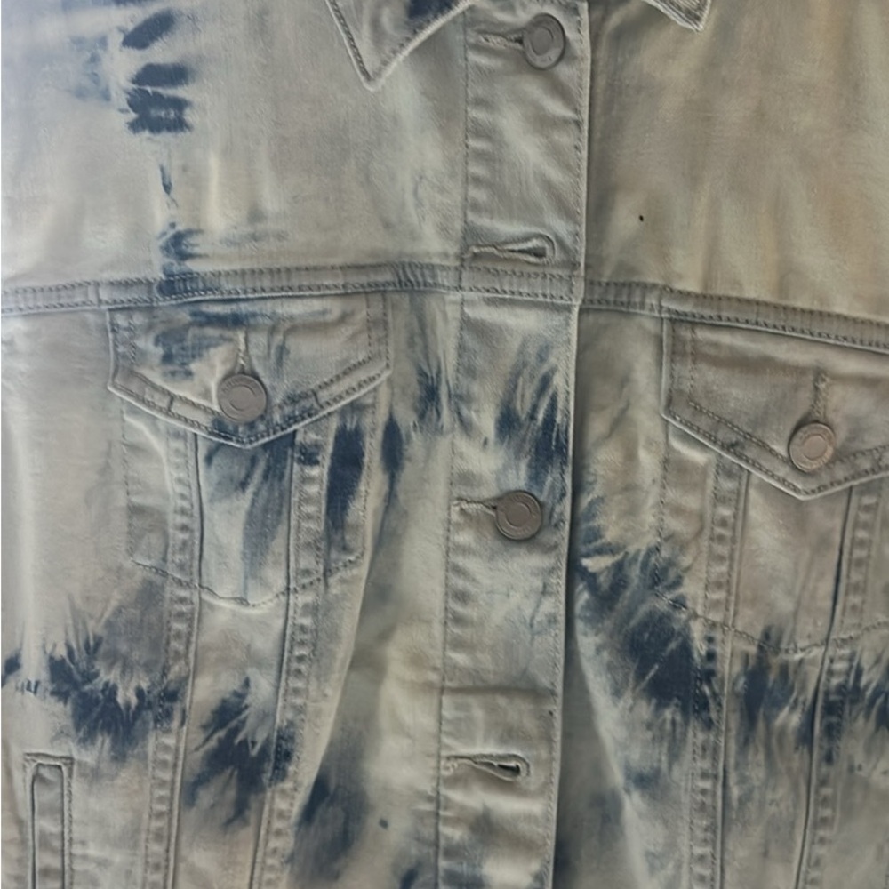Lands' End Tie-Dye Blue & White Denim Jacket